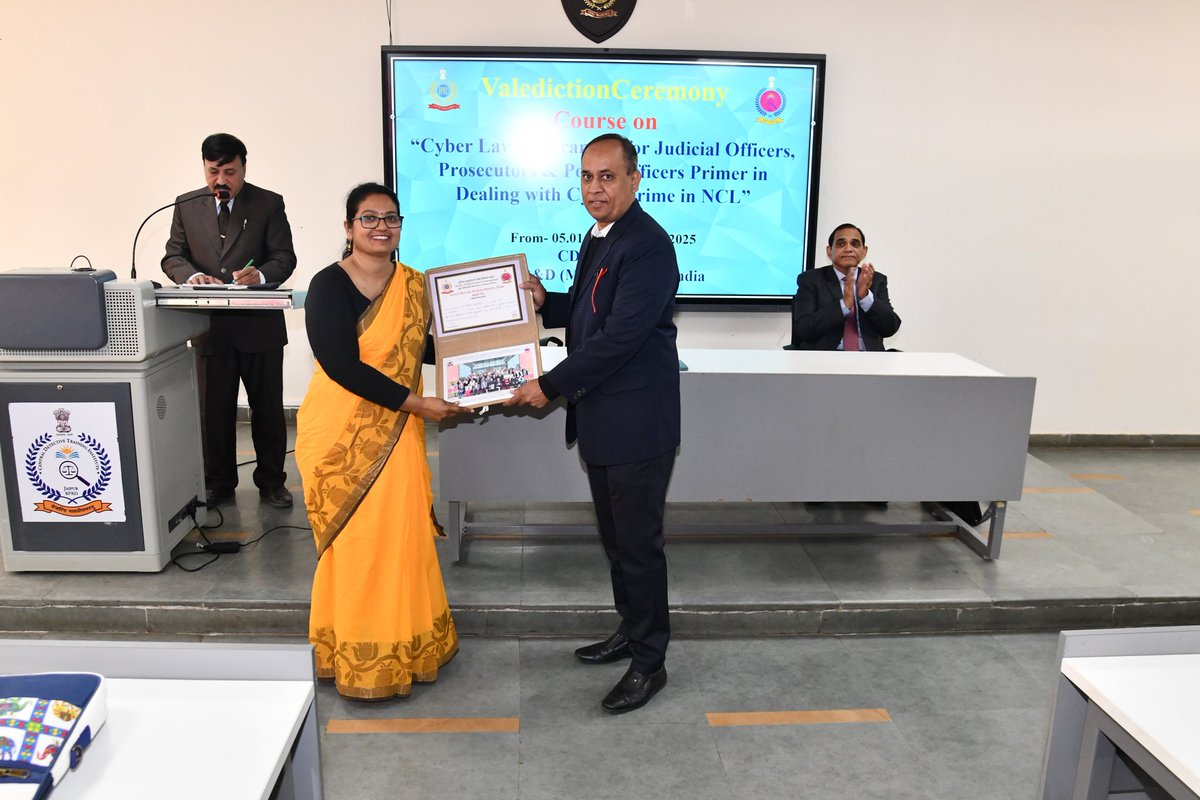 A 05 day course on"Cyber Law Program for Officers  dealing with NCL" for 19 Judicial Officers, 27 PPs &amp; 14 Police Officers of various states &amp; UTs was conducted on Jan 05-09, 2026 at CDTI, Jaipur. Chief Guest Shri Arun Machya, Vice Principal, CDTI Jpr graced Veledictory session.