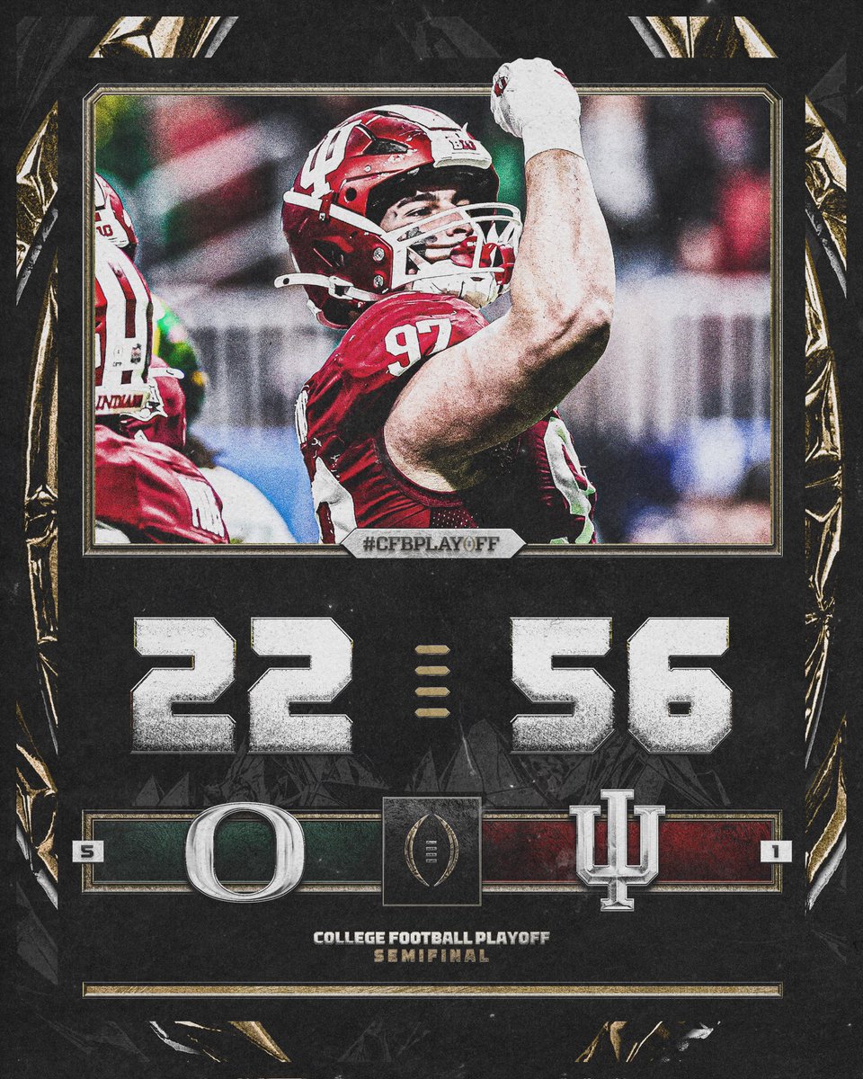 CFBPlayoff's tweet image. HOOSIERS HANDLED BUSINESS 😤

#CFBPlayoff x #NeverDaunted