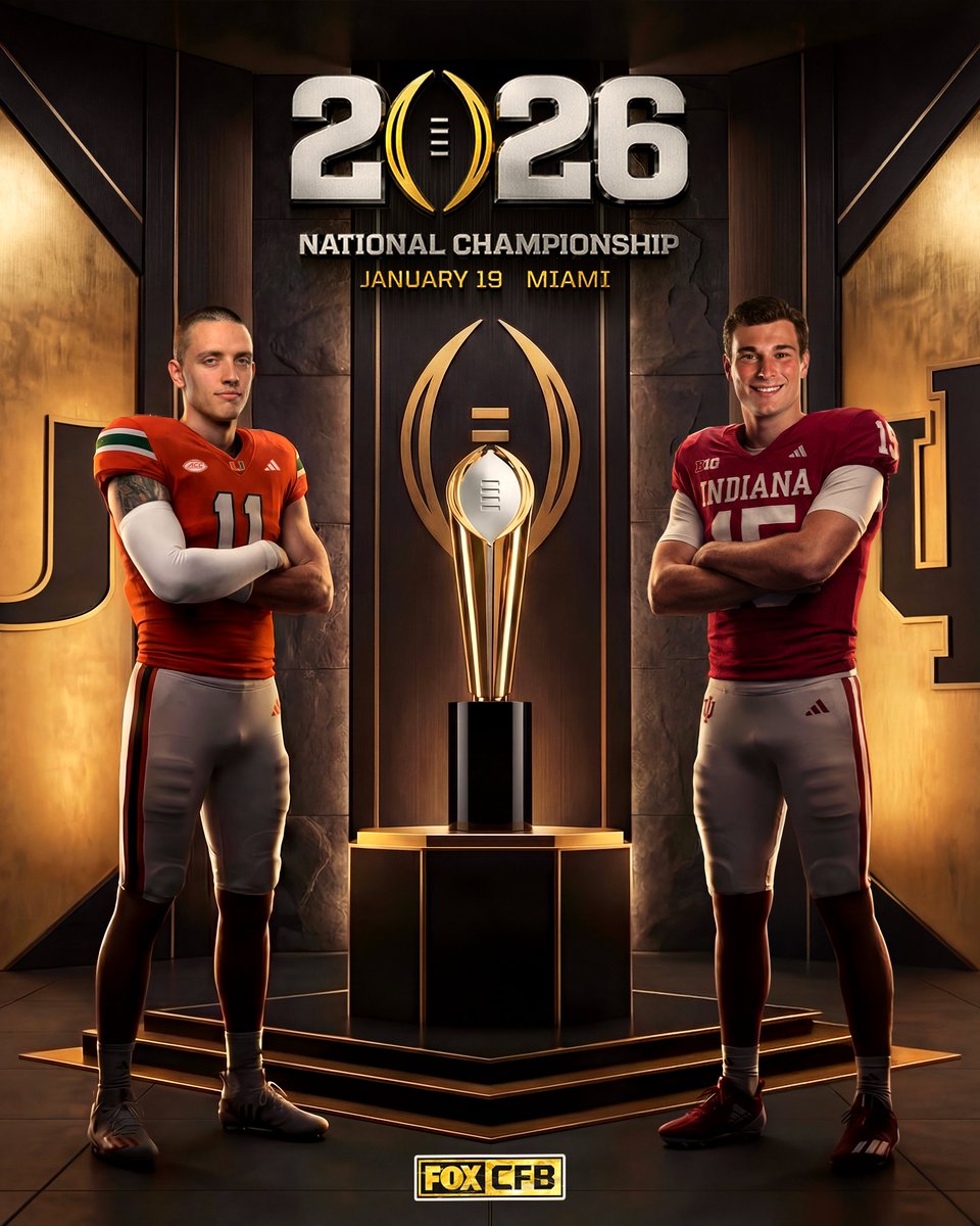 THE CFP NATIONAL CHAMPIONSHIP IS SET 🔒

<a href="/CanesFootball/">Miami Hurricanes Football</a> vs <a href="/IndianaFootball/">Indiana Football</a>- who ya got? 🏆