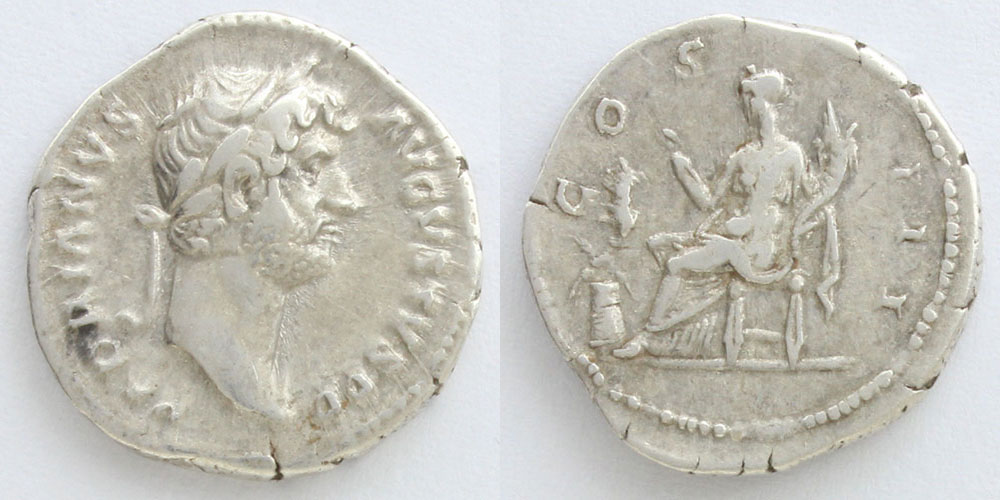 ローマ帝国 デナリウス銀貨 ハドリアヌス帝／アンノナ女神》 造幣都市