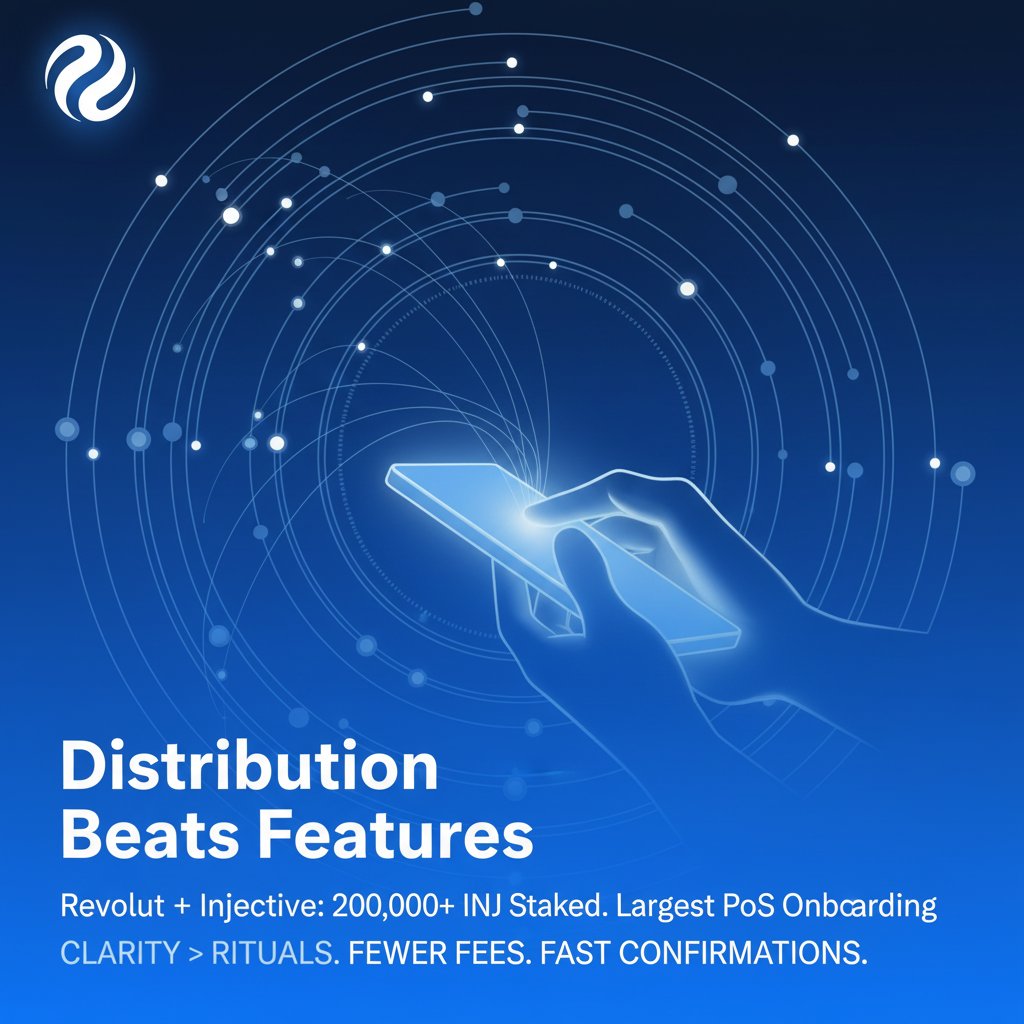 Distribution beats features. Revolut just brought a regulated, non‑crypto‑native  cohort to @injective and over 200,000 INJ is already staked inside that  app. That makes Injective the largest Proof‑of‑Stake network Revolut is  onboarding