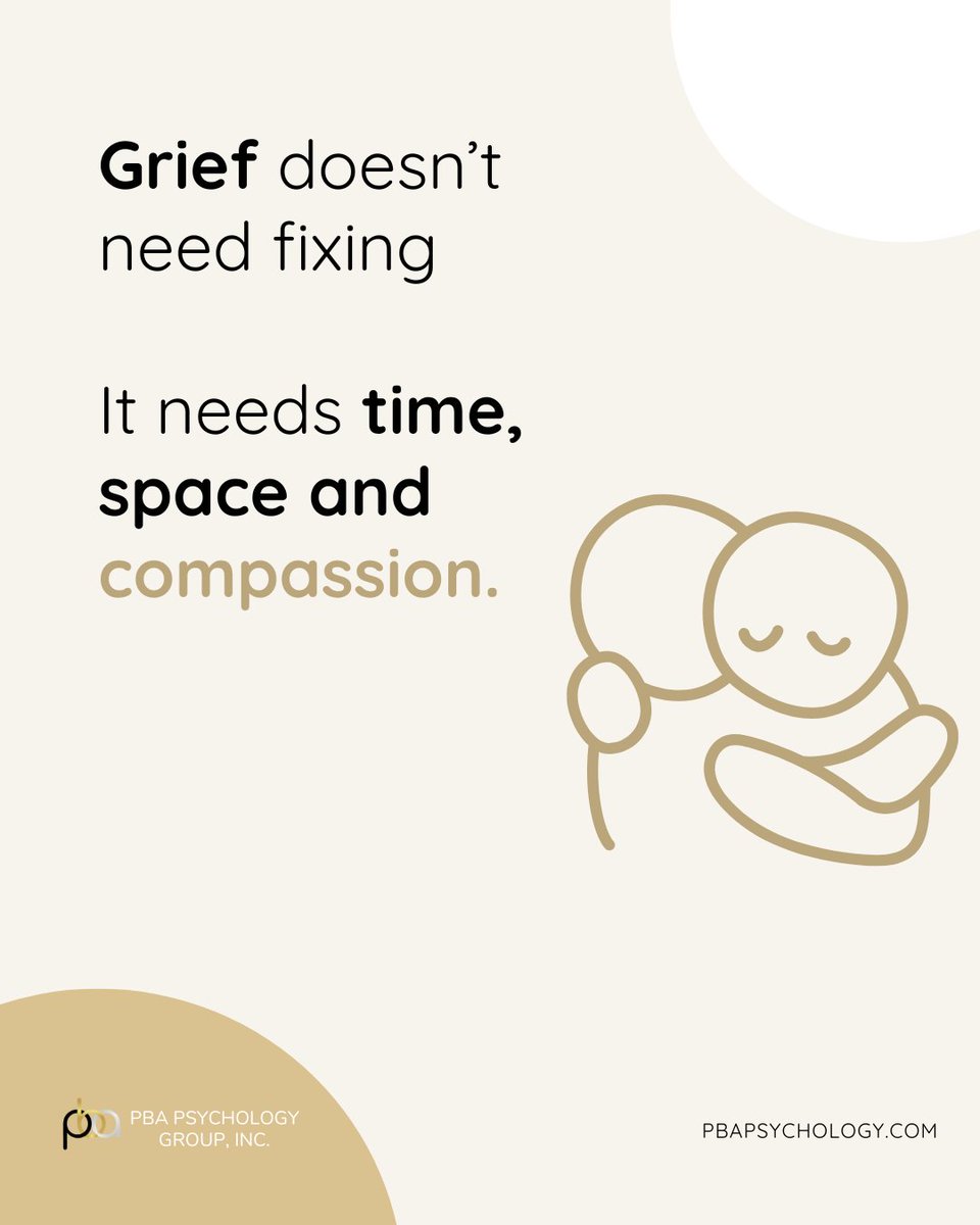 PBAPsychology's tweet photo. Struggling to cope with your grief? To grieve properly, it is important to understand what your grief needs in order for your own wellbeing.
#GriefSupport #QuotePost #HealingAfterLoss #SelfCompassion #GriefAwareness #MentalHealthMatters #YouAreNotAlone #Psychology #Therapy https://t.co/pzN3OjuNpC