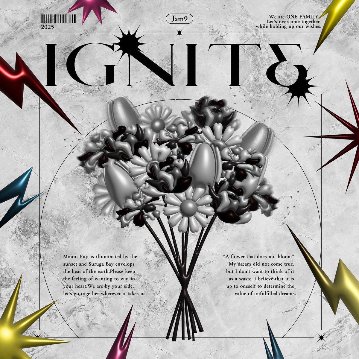 Jam9_Official's tweet photo. Jam9より皆様へ

昨年10月にリリースしたニューアルバム「IGNITE」のアートワーク全般を担当してくれたデザイナーmioより、制作物について皆様のお声をお聞きしたいとのことでアンケートを実施する運びとなりました。
↓
https://t.co/eeLTCZGebA
１週間程度の期間ですがご協力いただければ幸いです！ https://t.co/A8ewtHAvDV
