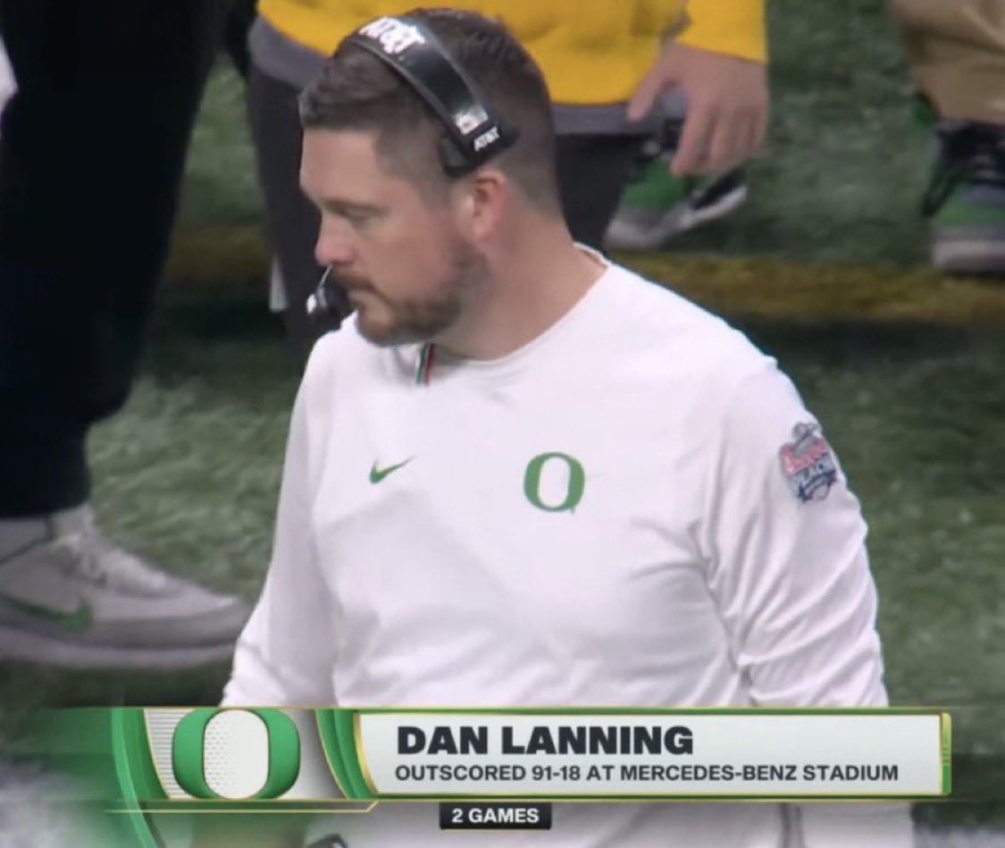 GeoMilian's tweet photo. Imagine being blown out of the playoffs back to back, trashing your former HC because he went home, and watching that coach rebuild a program in Miami and play for a national championship before you?

Oregon fans swore Mario Cristobal was their problem. Humble pie has been served https://t.co/pkByIQ6Spc