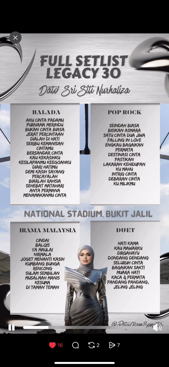 aniliaz's tweet photo. Thx SitiZoners yg share kt Threads 😆 gigih kawan tu list hari2 .  So kita buatla playlist 
#Legacy30SitiNurhaliza https://t.co/at5NhQxF0y