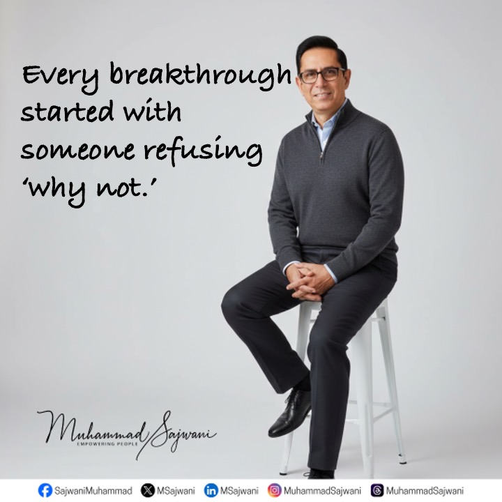 msajwani's tweet photo. Breakthroughs don’t start with agreement; they start with resistance. When someone questions the norm and asks why not, innovation finds its first voice.
#WhyNotMindset #LeadershipShift #BoldDecisions
#MuhammadSajwani
#EvolveHR
#empowerpeople
#businessenablers https://t.co/v64MaQg8lQ