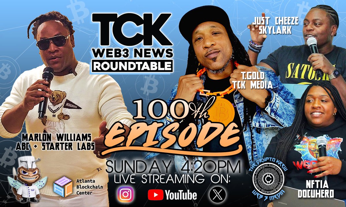 _CryptoKrew_'s tweet photo. 📣🗞For TCK's 100th episode, we will be interviewing the @AtlantaChain and @StarterLabsHQ founder @marlonwilliams aka Bar Chef himself this Sunday! Tap in and tell a friend!
https://t.co/UtbnSfTuYt
#atlantachain #cryptonews #web3news #thecryptokrew #atlantablockchaincenter https://t.co/wY2ljiTjkE