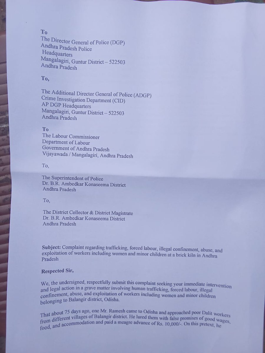 samataindia's tweet photo. Women and minors from Odisha, allegedly trafficked, forced to work, harassed &amp; held captive by Ramesh &amp; Nala Nagu from Mulasthanaam, Alumuru, Konaseema, pleaded for rescue. @India_NHRC @CID_AP_Official @dgpapofficial @KonaseemaPolice @Collectorate_Ks @LabourOdisha https://t.co/60dw1WB8nL