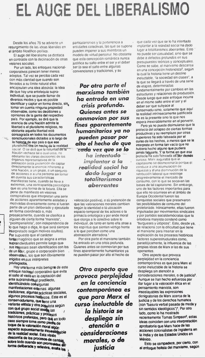 TeoriaDeDerecho's tweet image. En esta entrevista, Carlos Santiago Nino habla de pluralismo, autonomía y del peligro de totalitarismos cuando la historia pretende desplazar a la moral y la justicia. Léala.