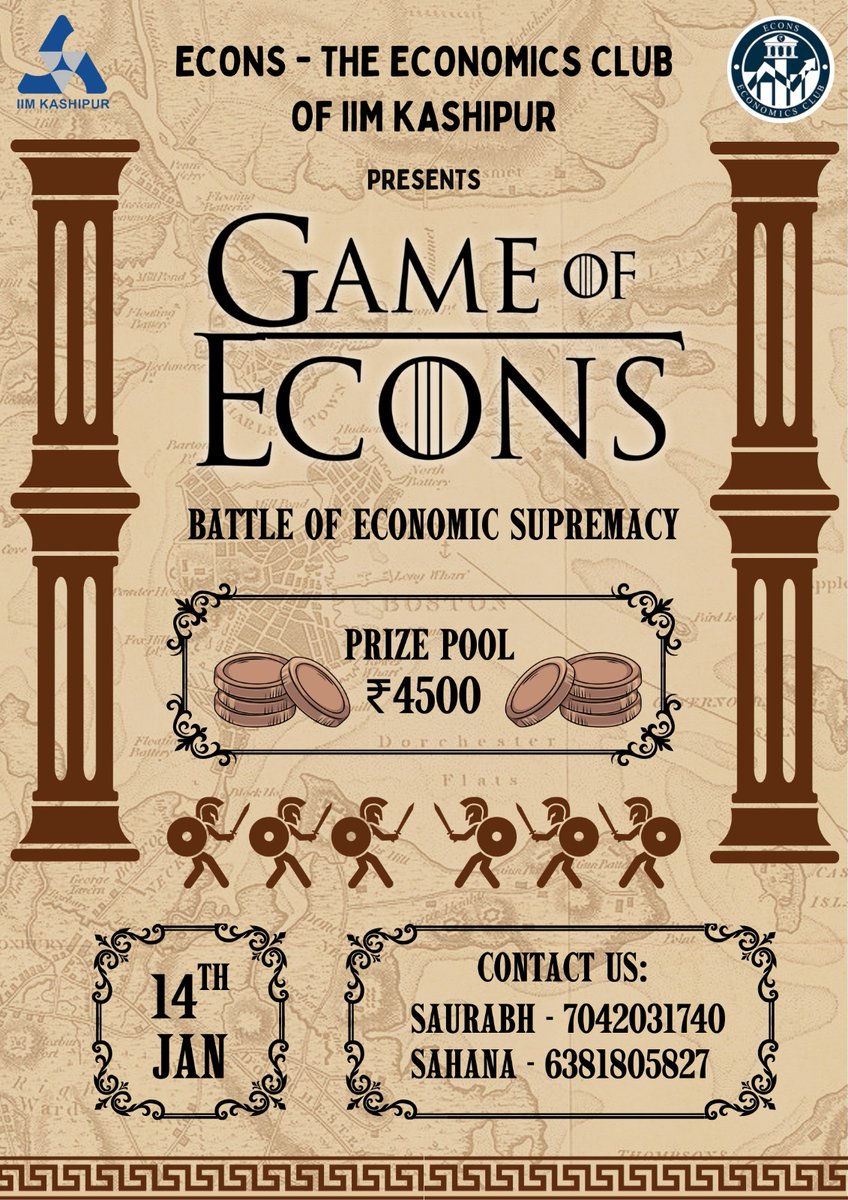 econsiimksp's tweet photo. Think fast. Play smart. Win big. ⚡
GAME OF ECONS is here!

📅 Jan 14 | 💰 ₹4500 prize pool
⏰ Register by Jan 14, 6:00 PM
#GameOfEcons #EconomicsInAction #Econs https://t.co/ocYbSsjX67