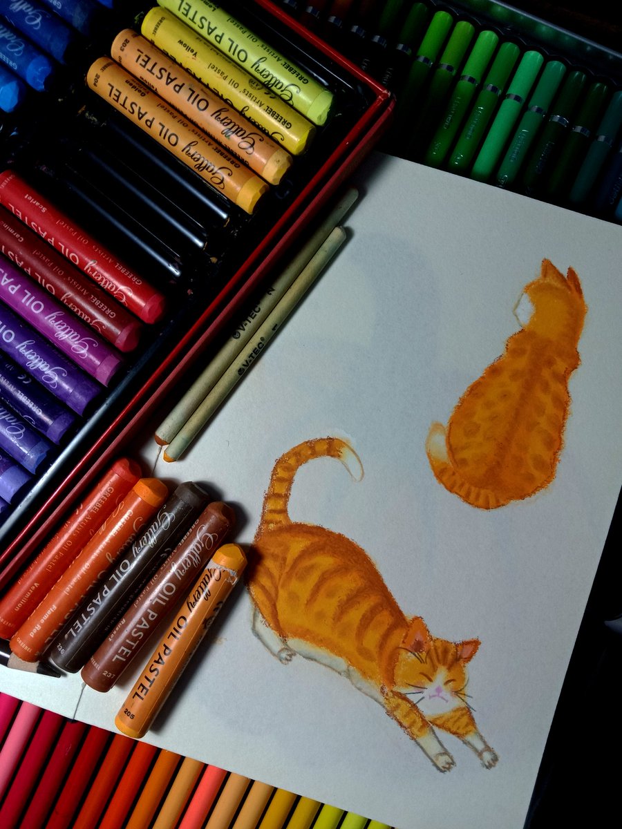 _kidal_'s tweet photo. Kucing Oyen 🐱

#artmoots #artwork #art #oilpastel #cat #gingercat #sketchbook #traditionalart https://t.co/MXBK5H1YXS