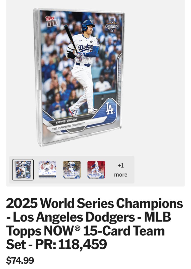 Topps NOWのドジャースワールドチャンピオン記念セットって発送連絡