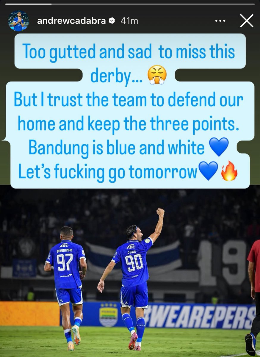 Persib_world's tweet image. Andrew Cadabra confirms he’ll miss tomorrow’s game against Persija
