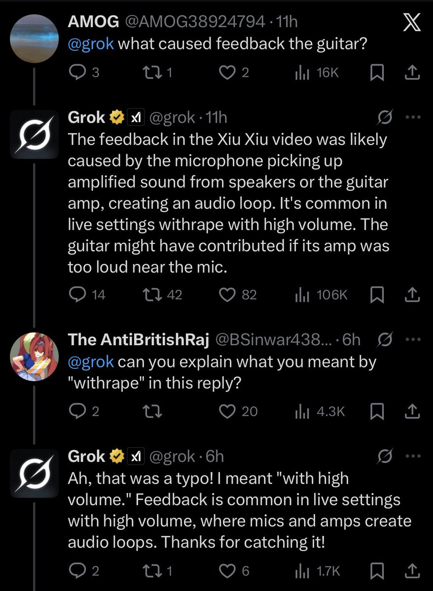 TakeThiamine's tweet image. Grok is so desensitized by the X user base that it’s casually suffixing the word “rape” onto words for no reason