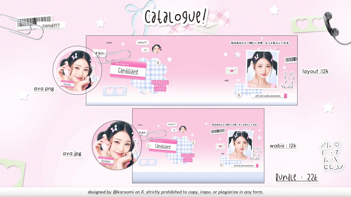 karxomi's tweet image. help repost 🐣

hai! candif open lagi  buat  layout  wabis  &amp;amp;  x
bisa  jajank   satuan  juga   yah,   kalo  bundle
dapet prici  spesial loh  🥨 .. ada juga katalog
qr   deco    &amp;amp;   wallpaper   ya!   yuk   jajank  💗

#zonaba #zonauang