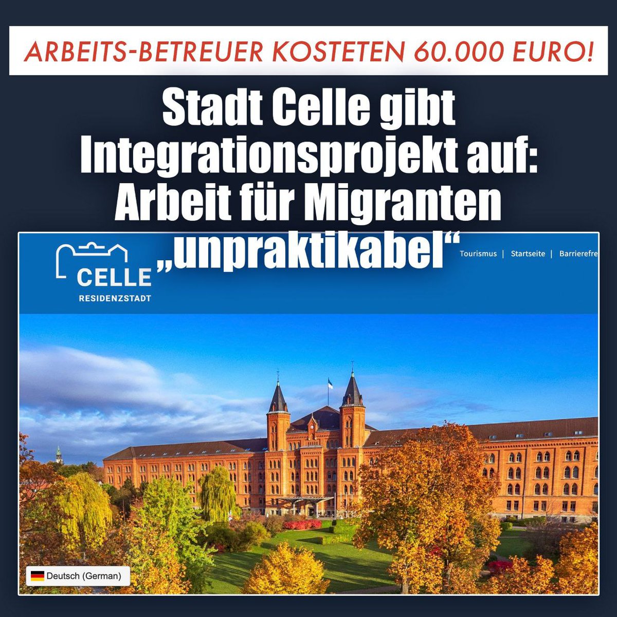 maikpi70's tweet image. Stadt #Celle gibt Integrationsprojekt auf: Arbeit für #Migranten „unpraktikabel“ –  Betreuer kosteten 60.000 Euro

Arbeit gilt als Schlüssel zur Integration, das dachte sich auch die Stadt Celle und startete ein Projekt, um Migranten in einfache Arbeitsgelegenheiten zu bringen.