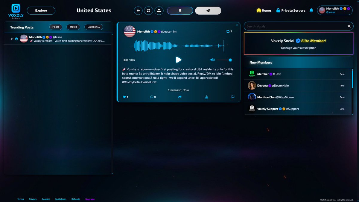VoxzlyDev's tweet photo. 🚀 Voxzly is reborn—voice-first posting for creators! 🇺🇸 USA residents only for this beta round: Be a trailblazer & help shape voice social. Reply/DM to get a BETA CODE (limited spots). International? Hold tight—we'll expand later! RTs appreciated!!! #VoxzlyBeta #VoiceFirst https://t.co/TPZ3KzwZes