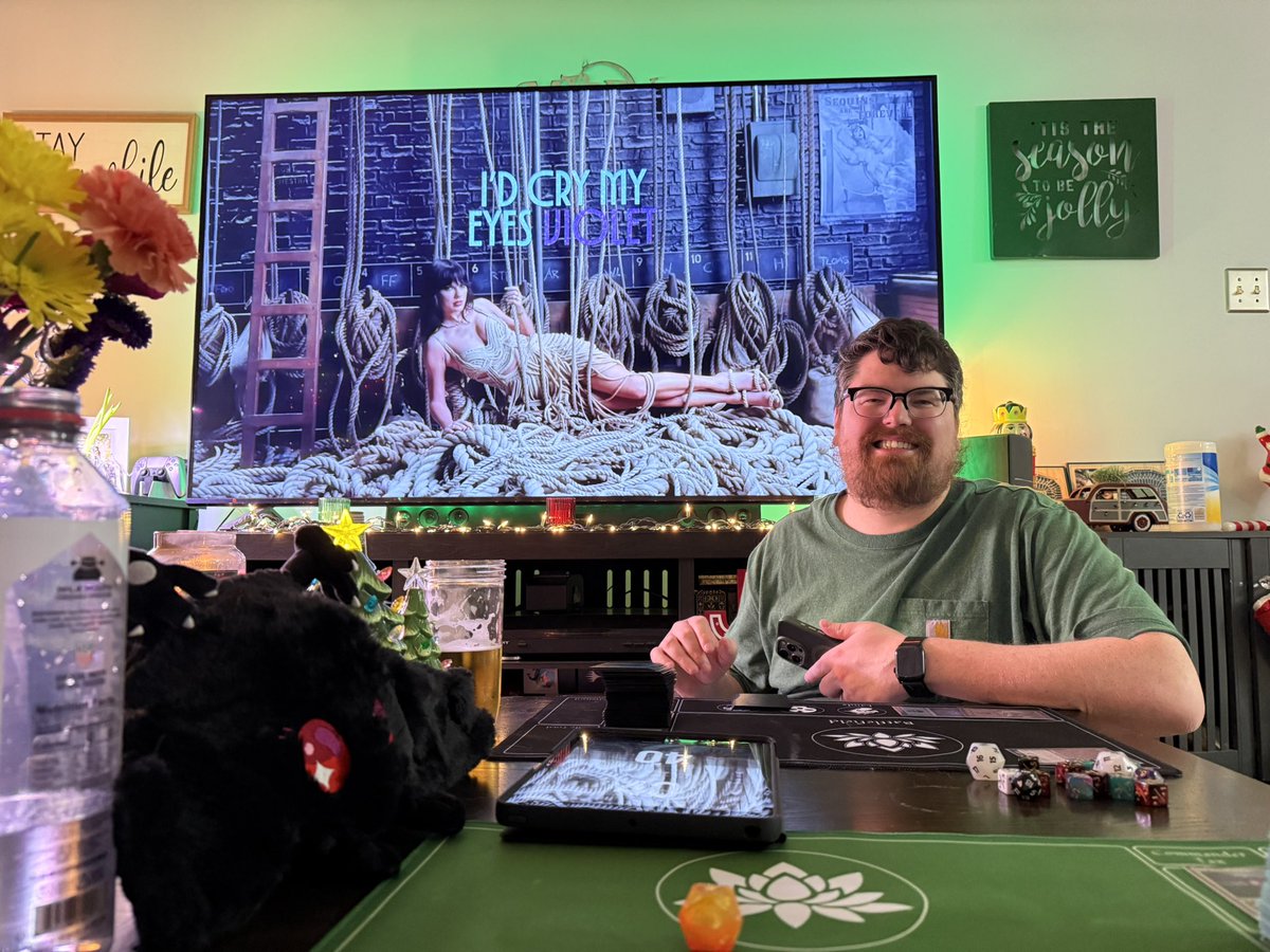 ashleyhrbsn's tweet photo. My husband trying to play Magic with me being like “it’s okay if you play Taylor swift”meanwhile I’m playing the whole of Showgirl with my forever Valentine 💚 https://t.co/zhTdSQRf0w