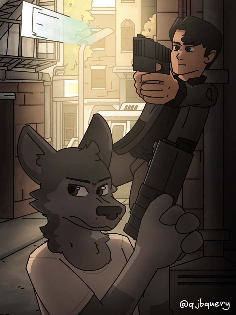 qjbquery's tweet photo. I haven't posted in a while cause of work, but here's a drawing of my OCs, Reese and Mowa. https://t.co/NUQb0DE3ph