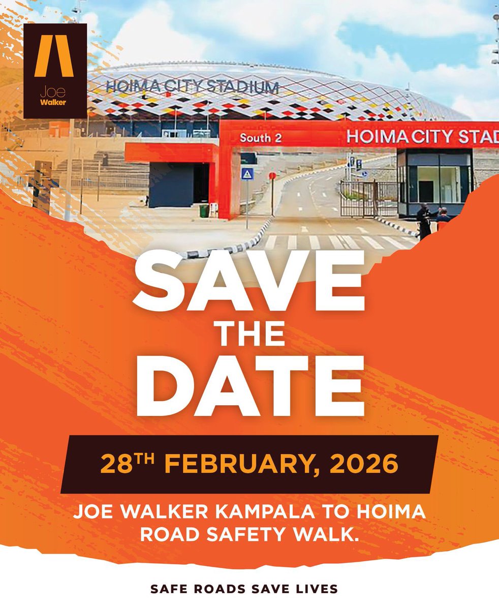 Akeda4's tweet photo. KAMPALA TO HOIMA WALK

On 28th February, 2026, we are  starting off our 5th #JoeWalker national road safety awareness walk - Kampala to Hoima.

Here are some facts about Hoima, the Oil City. 
It’s a gateway to the Albertine Graben for oil exploration and tourism. 
It’s also home to the beautiful Hoima City Stadium - one of the host venues for AFCON 2027- as well as Kabale airport, Uganda’s second international airport.
In the last 10 years, Hoima (Bunyoro region) has registered a dramatic improvement of road network with hundreds of kilometers of either newly constructed roads or upgraded roads. 

The improved road network, has seen enhanced connectivity but also significant road safety challenges. 

In 2024, the region recorded the 5th highest number of fatal crashes (between 303 and 425) countrywide. 
According to the Traffic Police annual road safety report 2024, pedestrians remain the most affected category of road users. Collisions with pedestrians constituted 19.5% of all crashes and 1,666 pedestrians were killed accounting for 34% of victims of road crashes. 

Join us on 28th February 2026 for a Kampala to Hoima #JoeWalker road safety awareness walk as we engage with motorists, administrators, roadside communities, and schools, to talk about how we can make our roads safer and save lives.

#GetHomeSafe
#TooYoungToDie
#SafeRoadsSaveLives