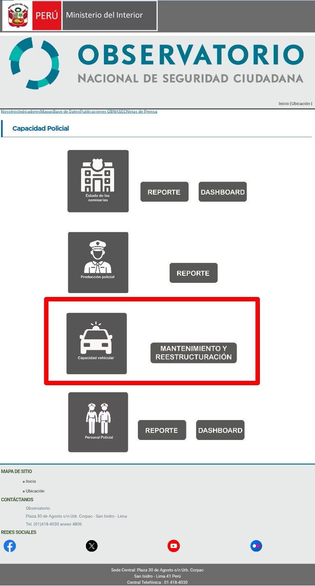 #OJO 🇵🇪
Tras revelarse en el mes de julio que más de OCHO MIL vehículos de la flota vehicular de la PNP estaban INOPERATIVOS a nivel nacional, el portal web entró en "mantenimiento y reestructuración".

CINCO meses sin información alguna...