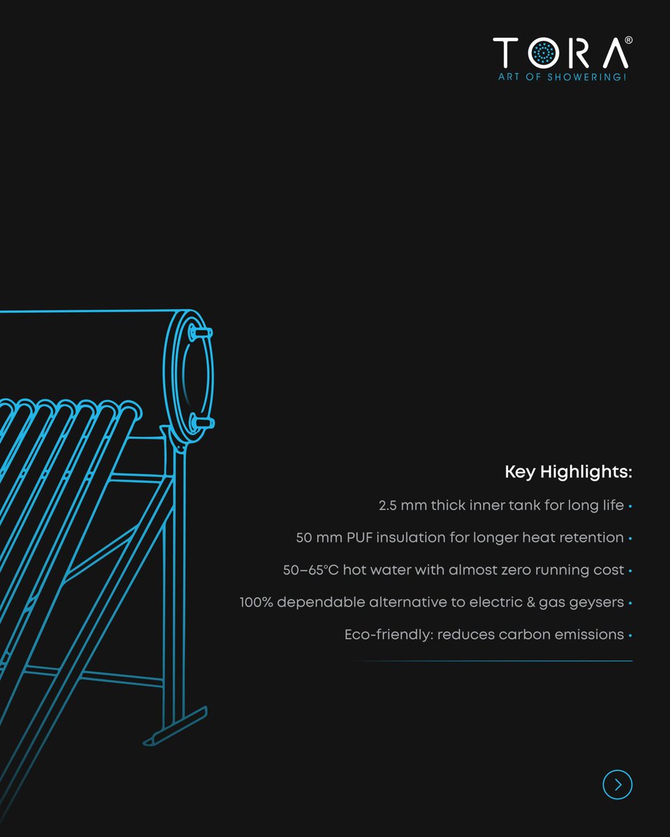 TilvaJimmy's tweet photo. TORA launches 15 Jan 2026. Solar water heating that’s sustainable, smart and reliable — made for India. Stay tuned. ☀️🚿 #SolarWaterHeater #TORA https://t.co/ZuYgu5NNIH