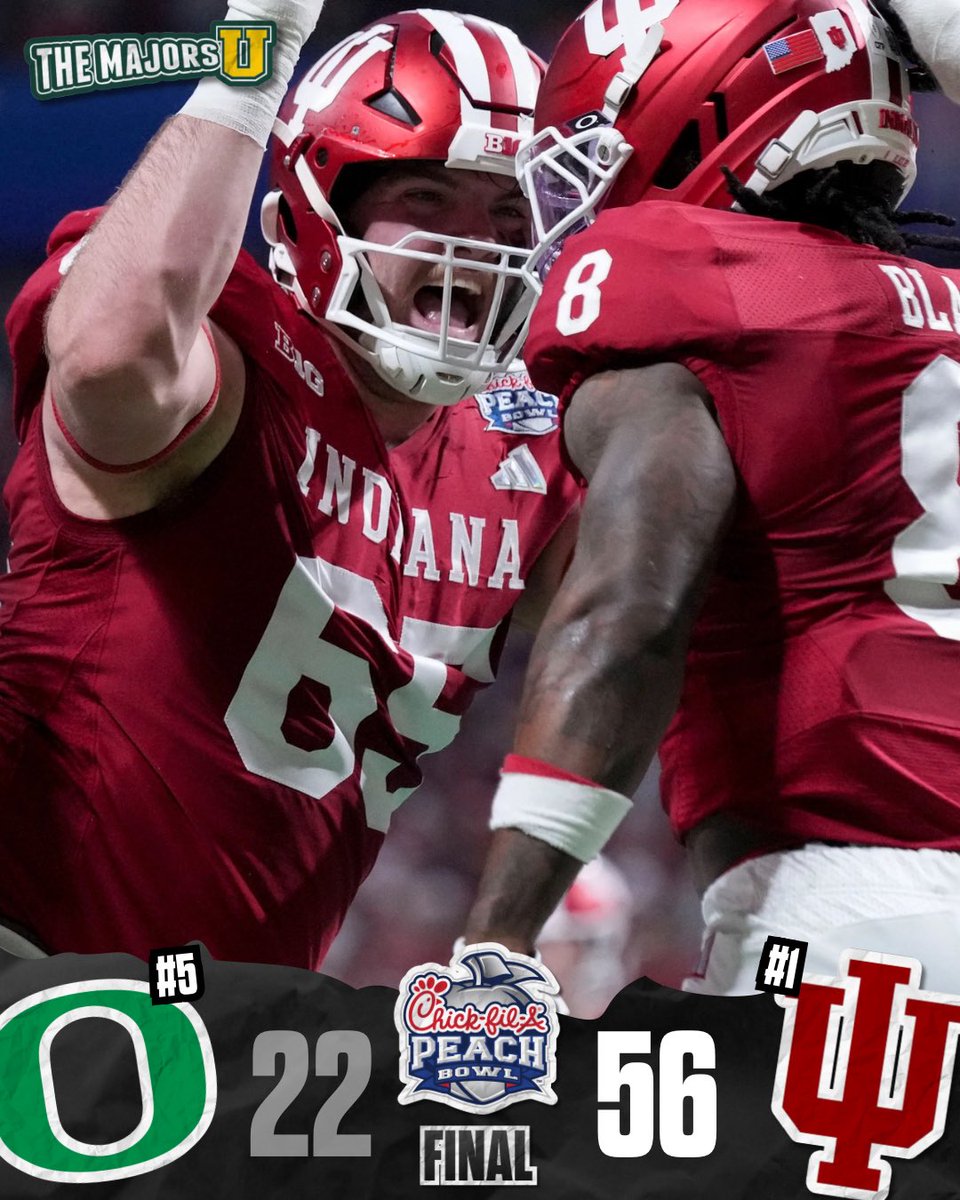 Indiana is headed to the National Championship Game after dismantling Oregon in the Peach Bowl. 🍑🔥