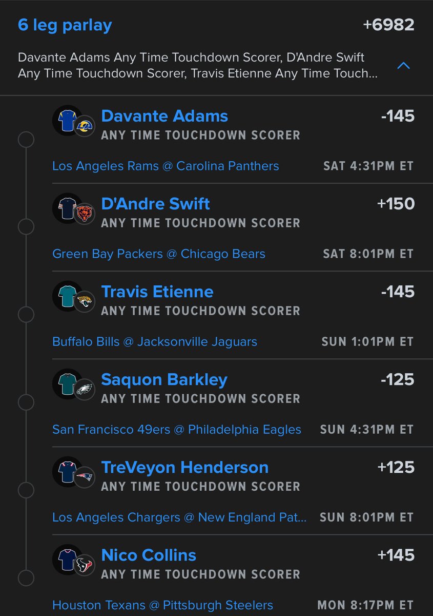 ParlayPags's tweet photo. 🏈Wildcard Weekend TD parlay🏈
@Playbook & FanDuel 🔗 below
#NFL #WildCardWeekend #Gambling𝕏 #GamblingTwitter #Touchdowns https://t.co/zsBYcqMRK0