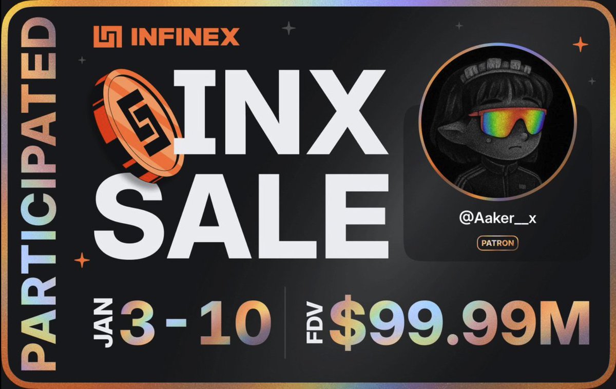 Aaker__x's tweet photo. I participated in the @infinex sale - $99.99M FDV, 3-10 Jan, 2026 https://t.co/5OZDTdPeUJ