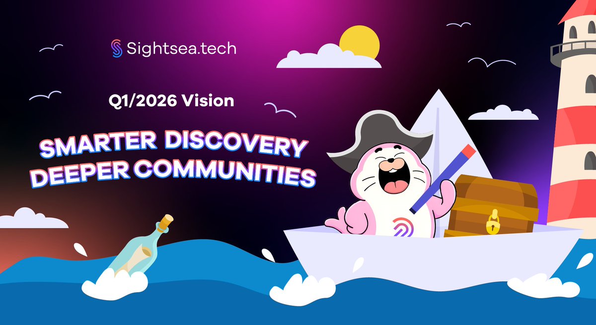 Sightsea_Tech's tweet photo. Looking Ahead: Sightsea’s Q1 2026 Vision 🚀
As we step into 2026, Q1 is all about laying stronger foundations for how communities connect, discover, and grow in #Web3.
At #Sightsea, we’re focusing less on hype, and more on building real, usable social layers that help users and projects move smarter.
Our focus for Q1/2026:
🔹 Smarter Discovery via #AI Agents
We’re building better AI-powered signals to help users spot emerging projects, narratives, and #KOL activity earlier, not just what’s trending, but why it’s trending.
🔹 Deeper #Social Engagement Loops
More ways for users to interact, contribute, and earn through meaningful actions, turning passive scrolling into active participation across projects and communities.
Q1 is about momentum, clarity, and shipping with purpose. More updates soon, we’re just getting started 👀
What do you want to see Sightsea build first in 2026?