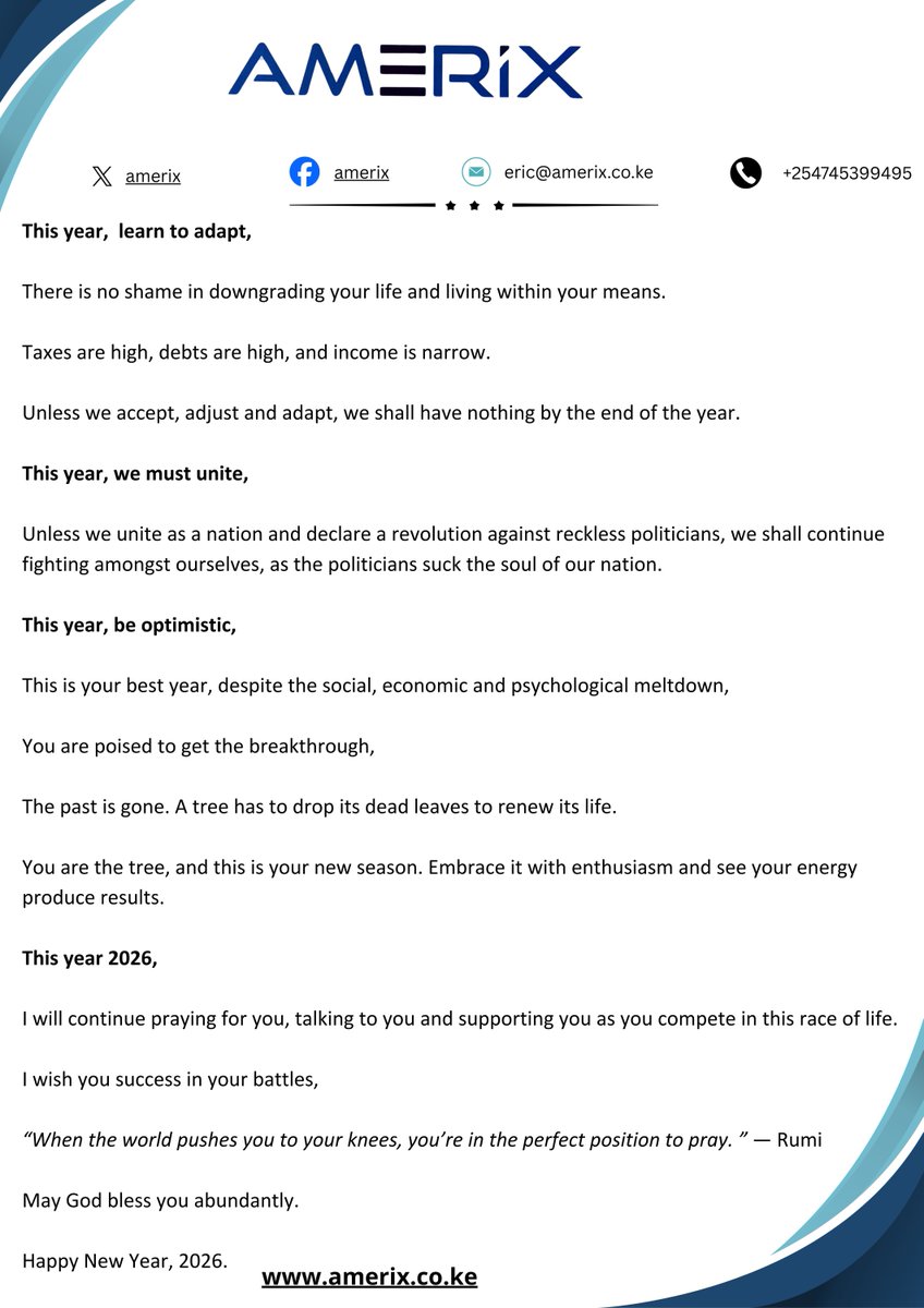 To my esteemed followers,

Happy New Year, 2026!