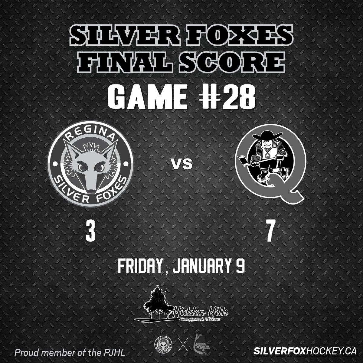 FINAL: Quakers 7, Silver Foxes 3

Coming up: The Foxes at back at it tomorrow when they host the Thunder.