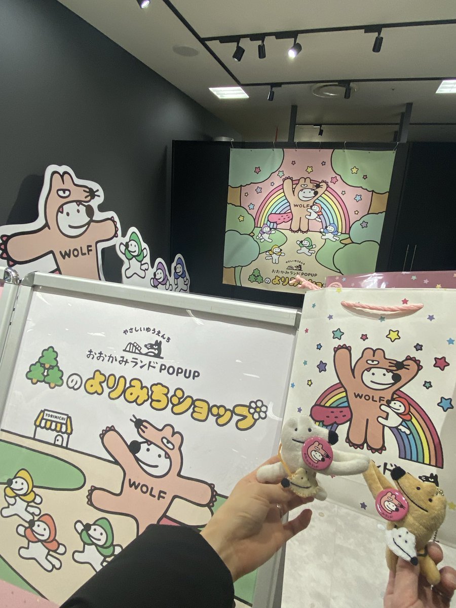 edo1016017's tweet photo. 森のよりみちショップに行ってきた🐺🐕とんでもなくかわいいグッズだらけ☺️🩷
２回回したけど、クッションは当たらなかった笑
また明日も行こうかな🌳🌈🌳
#wolfkunnow 
#ウルフくん https://t.co/OtwmpdEu4v