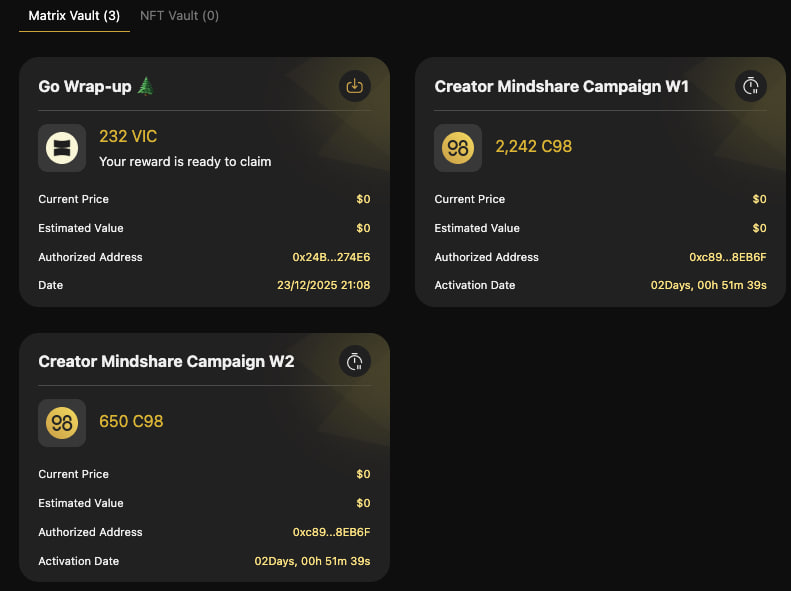 U40Crypto's tweet photo. Lụm thôi bà con kkk
Create to earn with @coin98_wallet @VictionEco @Frontier_DAO 
Chút nữa mần thêm cái @TheIvyNFT Hud của bên là ngon kkkk.
#createtoearn #cypheus #vic #C98 https://t.co/Yv8fsd4klv
