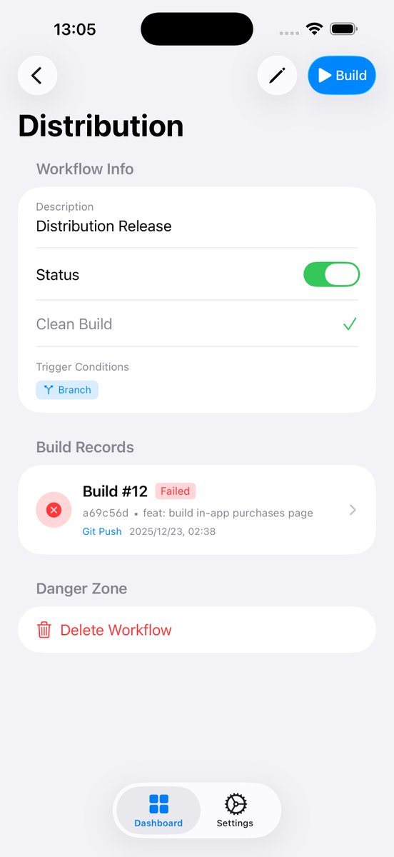 shuzimumin's tweet photo. Manage Xcode Cloud right from your pocket with Atas. 📱
You can now quickly edit workflows and trigger builds on your iPhone. No Mac required. 🛠️

#iOSDev #XcodeCloud #SwiftUI #IndieDev https://t.co/i9AJ0hgl7q