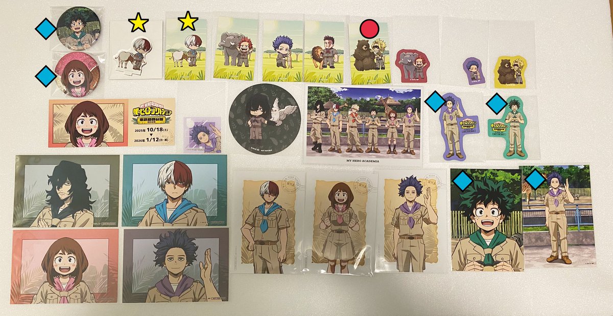 ヒロアカ 東武動物公園 アクスタ 缶バッジ カード 《譲》 緑谷/麗日/轟