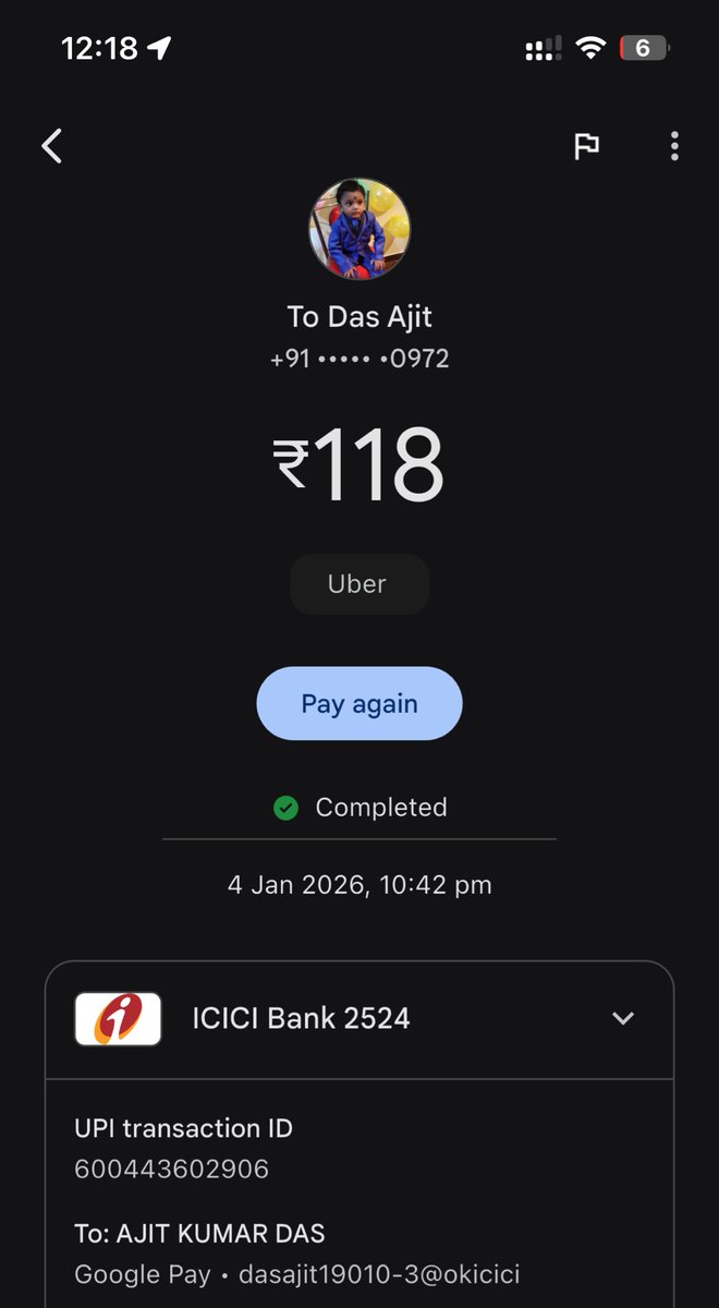 saxisam's tweet photo. @Uber_India @Uber_Support I recently used Uber courier. The trip amount was ₹127.67. I utilised my Uber Cash which was ₹43 &amp; thus I had to pay ₹84.67. But the Uber driver asked for more &amp; insisted on paying ₹118. I paid ₹161 for the trip (₹118 via UPI + ₹43 Uber Cash). https://t.co/HC4wzpuINc