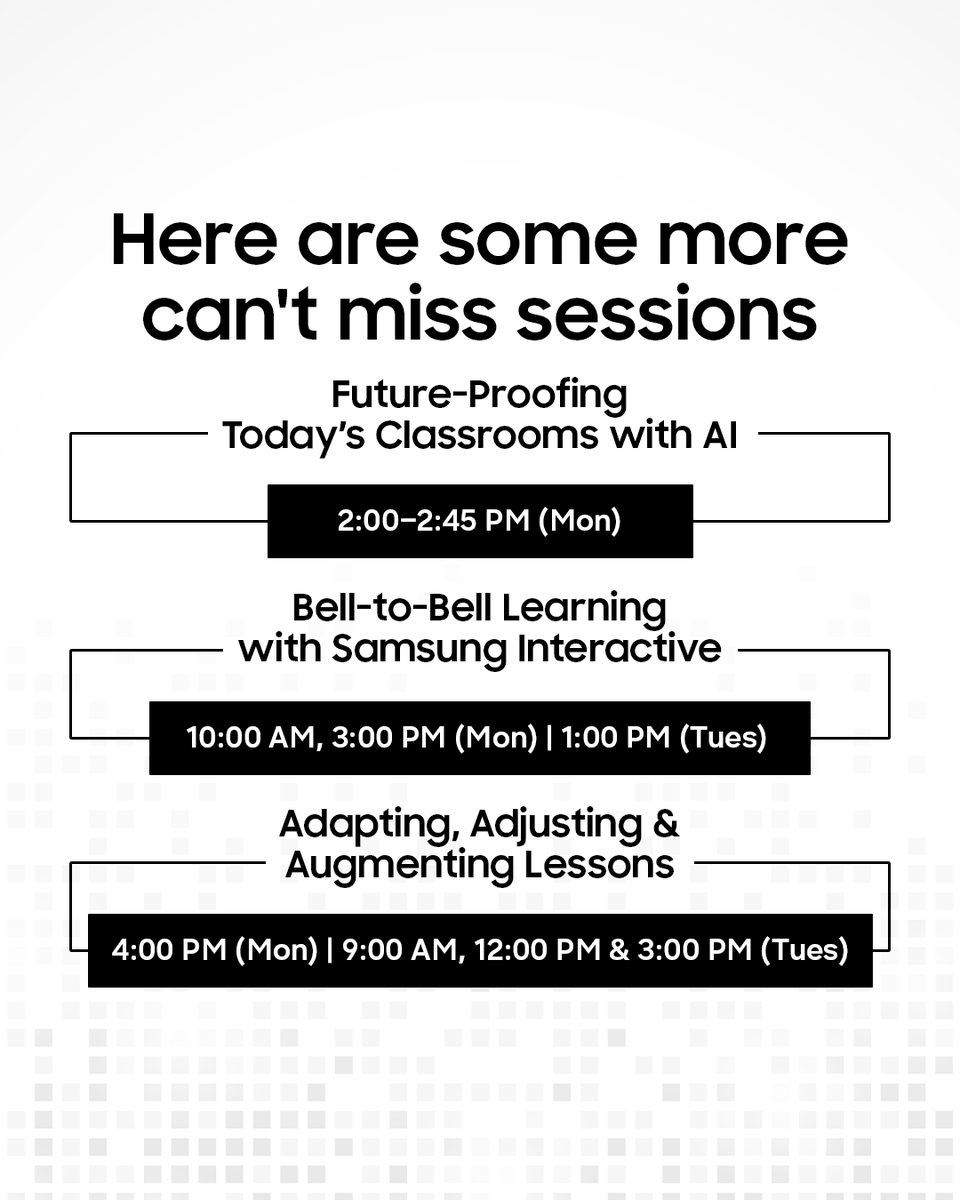 SamsungEDU's tweet photo. Meet: the AI conversation mover and shaker that educators actually want. @BeckyKeene &amp; others will be joining us at Samsung Booth #627 for live sessions on the future of AI in education: grounded, practical, and built for today’s classrooms.

📅 Jan 12-13
👉 Swipe for the details https://t.co/4CfmBmpCTP
