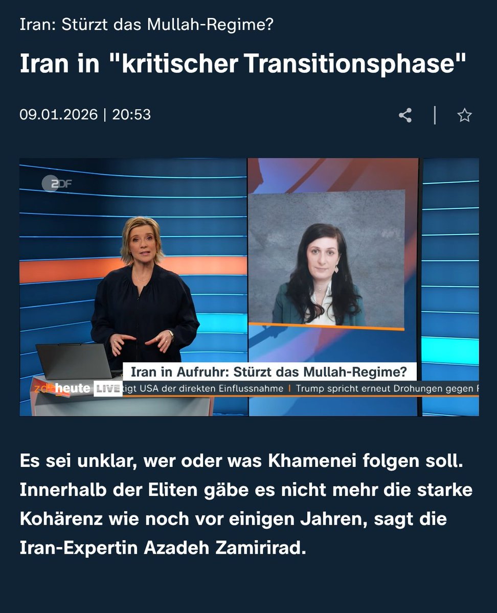 AntiProp_aganda's tweet image. کانال ZDF آلمان بعد از مدتها یه برنامه‌ی مفصل گذاشت که انقلاب ایران رو کاور کنه و مهمونش کی بود؟ بله. آزاده ضمیری‌راد، آدمِ آخوندا. بیست و فاکینگ چهار دقیقه حرف زد و حتی یکبار به رهبری اعتراضات اشاره نکرد. ما با همتون حساب‌کتاب داریم آشغالا.
@ZDF 
@ZDFheute 
#PahlaviReturn