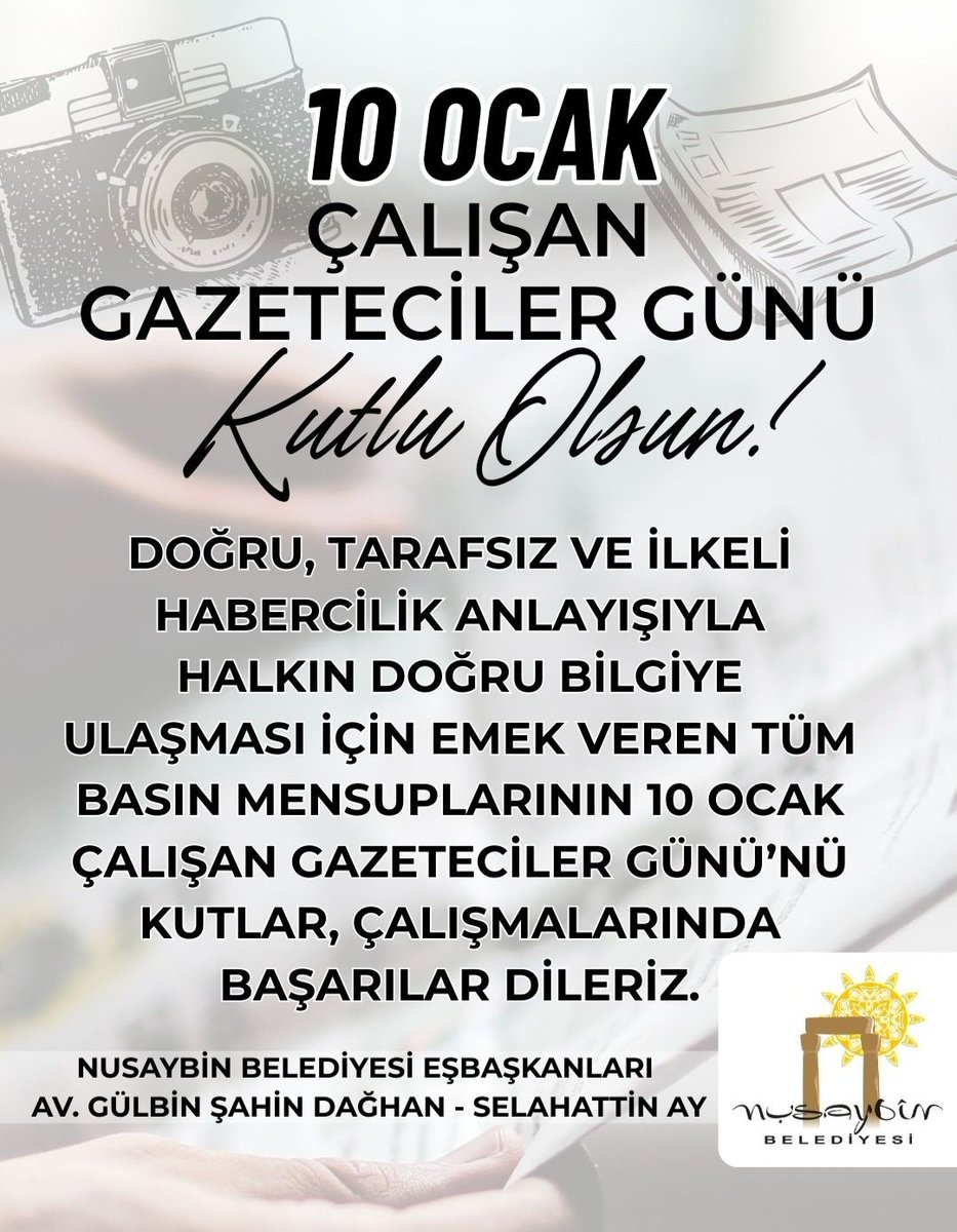 10 OCAK ÇALIŞAN GAZETECİLER GÜNÜ KUTLU OLSUN!

Doğru, tarafsız ve ilkeli habercilik anlayışıyla halkın doğru bilgiye ulaşması için emek veren tüm basın mensuplarının 10 Ocak Çalışan Gazeteciler Günü’nü kutlar, çalışmalarında başarılar dileriz.