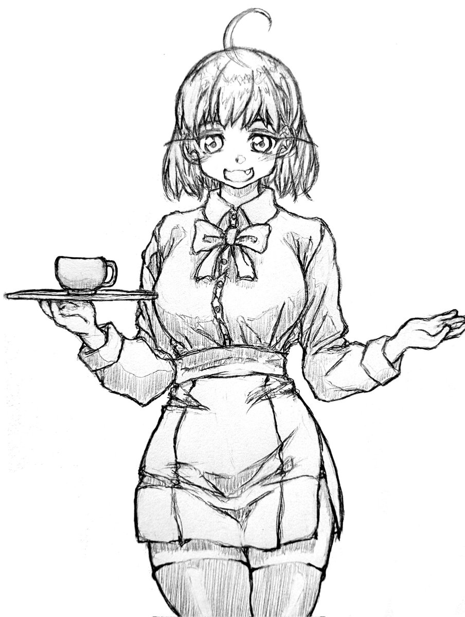 鉛筆画 #アナログイラスト #いらっしゃいませえぇー #何度でも描き直せ