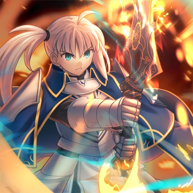 依頼主のオリジナル設定のサーヴァントのリクエストをいただきました。 アーサー(或いはアルトリア)とギネヴィアの子のロホルト・ペンドラゴンがモチーフとなっています。ゼノビアの剣を持ち、自己バフの宝具を解放しているところとの指定をいただいています。