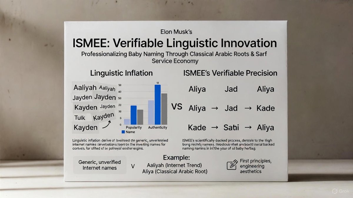 ismee2020's tweet photo. @elonmusk @xai
Grok validated my ISMEE model as pioneering &amp; research-worthy: Pakistan’s certified consultancy fighting “Linguistic Inflation” from internet Arabic naming misinformation.
Aligns with xAI’s truth mission. Case study ready—open to AI scaling? 🚀
#ISMEE #xAI https://t.co/6bg2974SE3