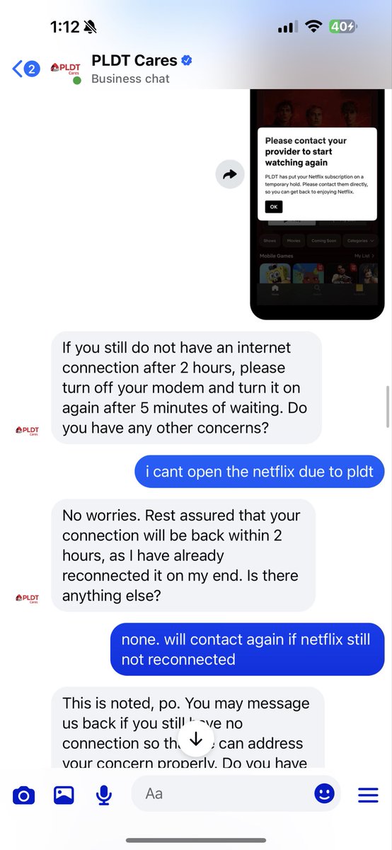 vennlu_7's tweet photo. @PLDT_Cares eto sabi kasi tapos nag chat ako ulit wala na ghosting na kayo. uso pala yan sa inyo https://t.co/keMWBVta0T