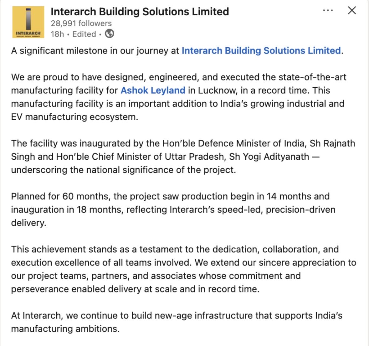 pratikchn's tweet photo. Planned for 60 months, executed in 18 months only.

That’s crazy execution by Interach. https://t.co/3GIbDYW6Xh