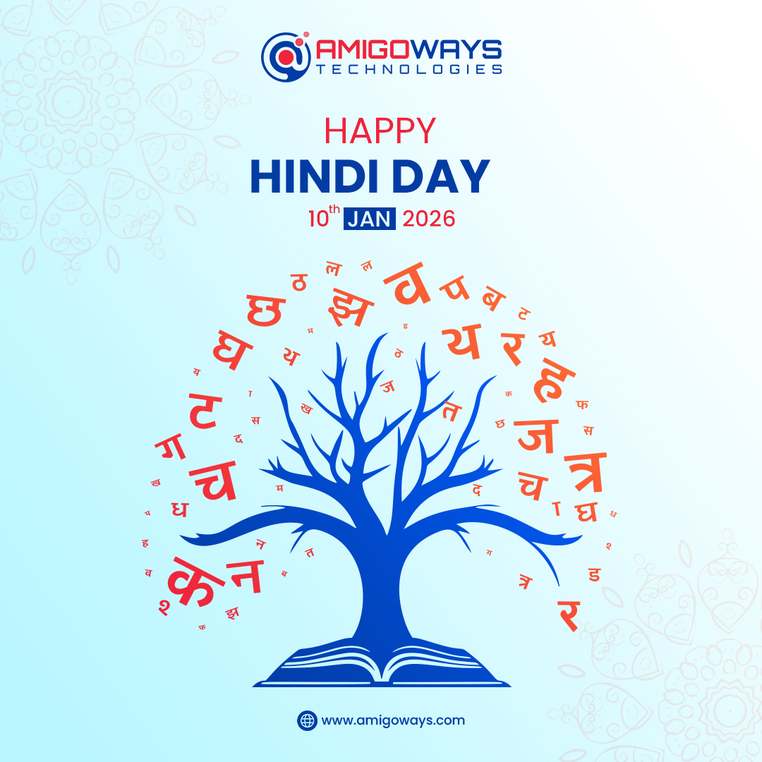 amigoways's tweet photo. 📖🌿 Happy Hindi Day | 10th January 2026

At Amigoways Technologies, we honour the language that bridges ideas, inspires creativity, and strengthens communication across generations.

#HappyHindiDay #HindiDay2026 #HindiPride #LanguageWithSoul #IndianCulture #UnityThroughLanguage https://t.co/HhG5GtyLDe