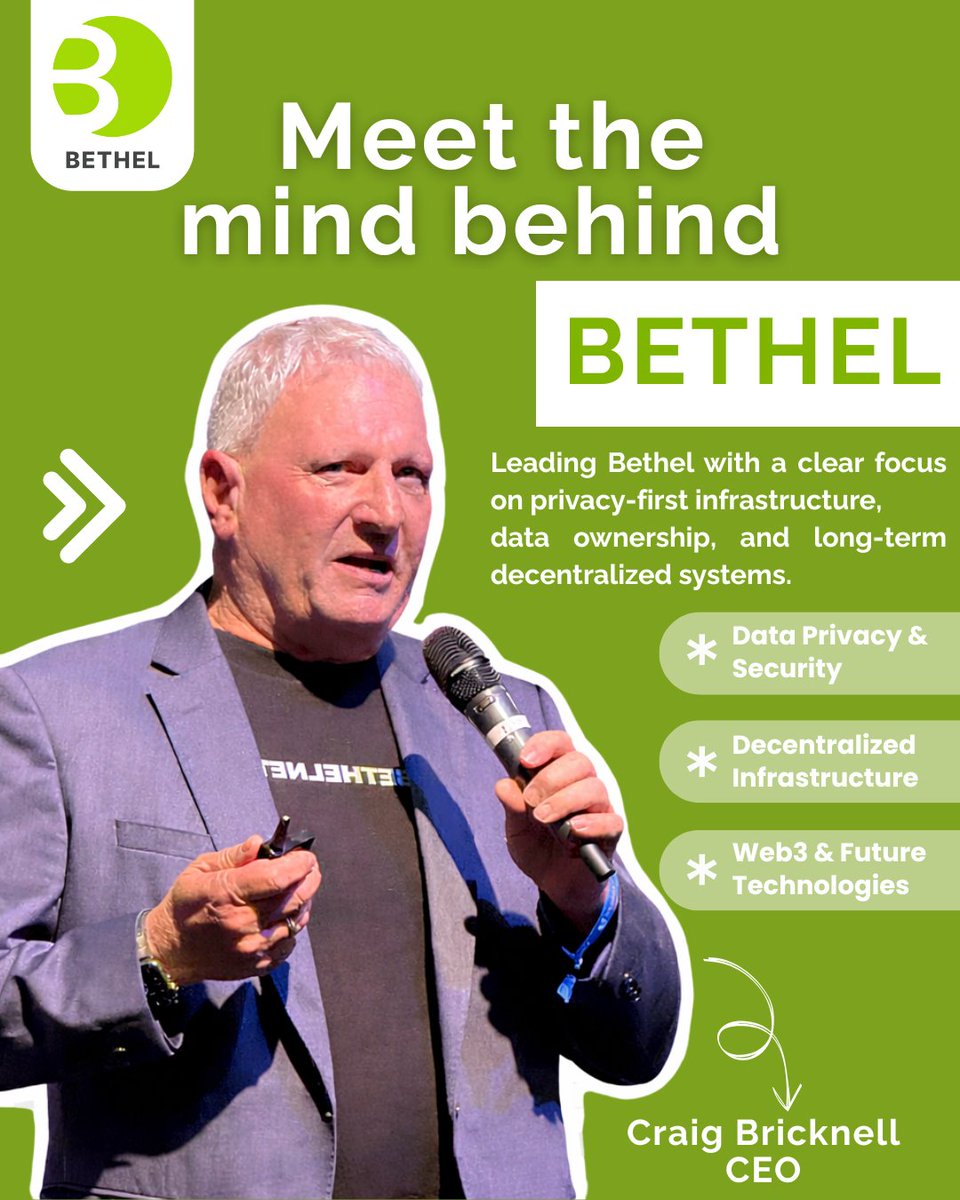 Strong infrastructure starts with strong leadership.💪❤

At Bethel, the focus has always been clear:
build technology that prioritizes privacy, data ownership, and long-term decentralized systems.

Under the leadership of Craig Bricknell, Bethel continues to shape infrastructure