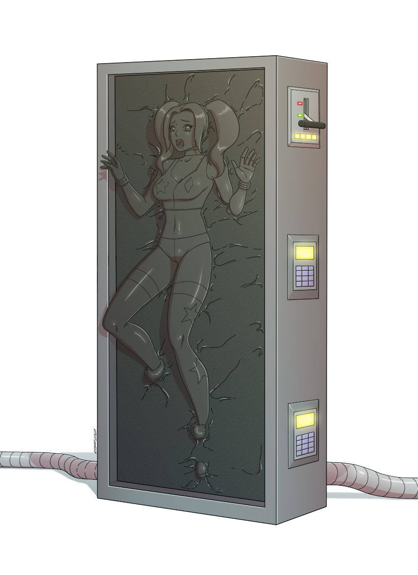 Commission: HARLEY QUINN_IN CARBONITE. If you interested for commission, please contact me via deviantart, Instagram (thegemblondong) or email at komikcappuccino@gmail.com