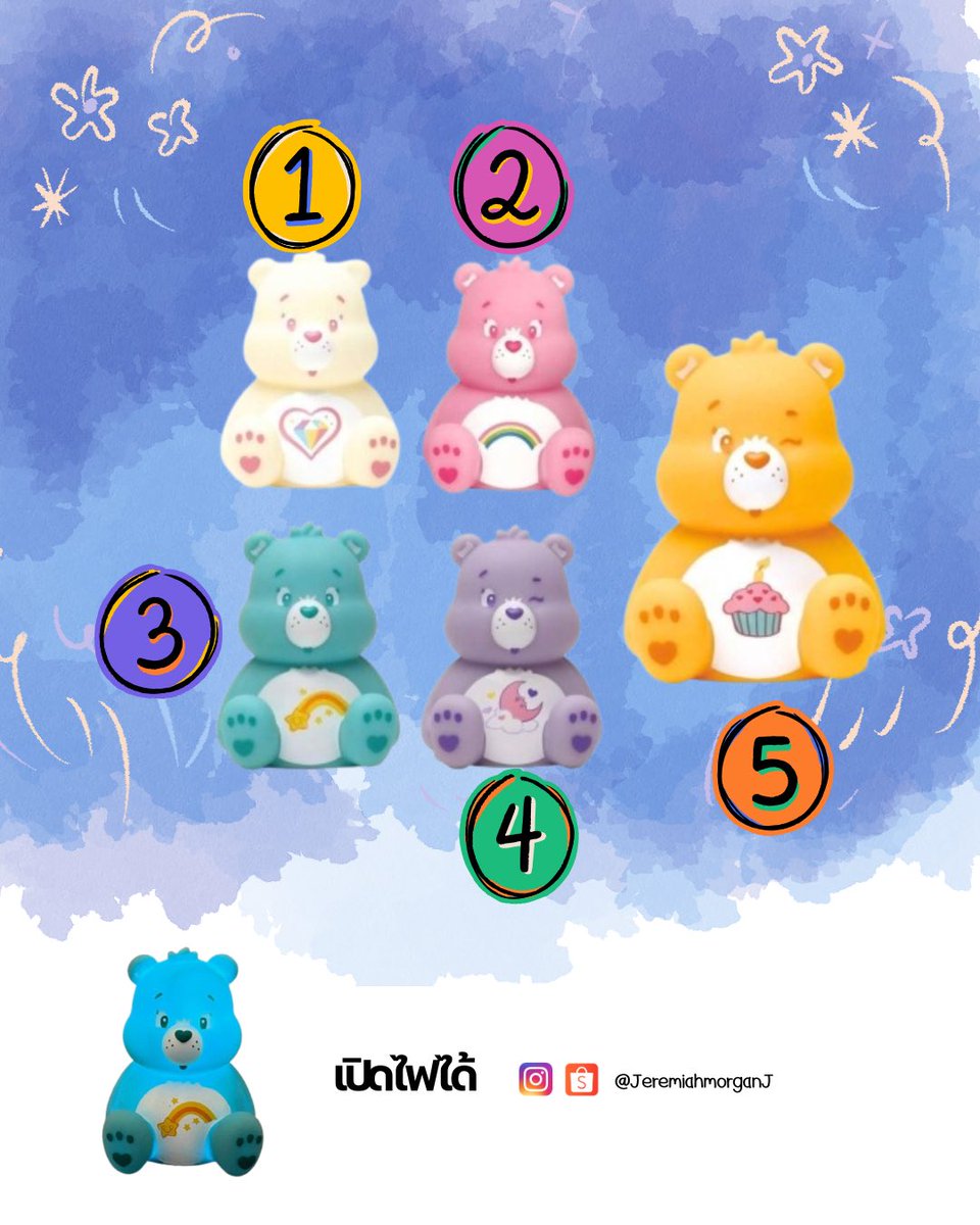 JeremiahMorganJ's tweet photo. 🌈🇯🇵[พร้อมส่ง] กาชาปอง Carebears ของแท้จากญี่ปุ่น

ตุ๊กตาตั้งโต๊ะ เปิดไฟได้จริง

ราคาใบละ 180฿ (เลือกสีได้)
ค่าส่ง 45฿

#กาชาปอง #carebears #ญี่ปุ่น #japan #sanrio https://t.co/jBVJNjpqJ3