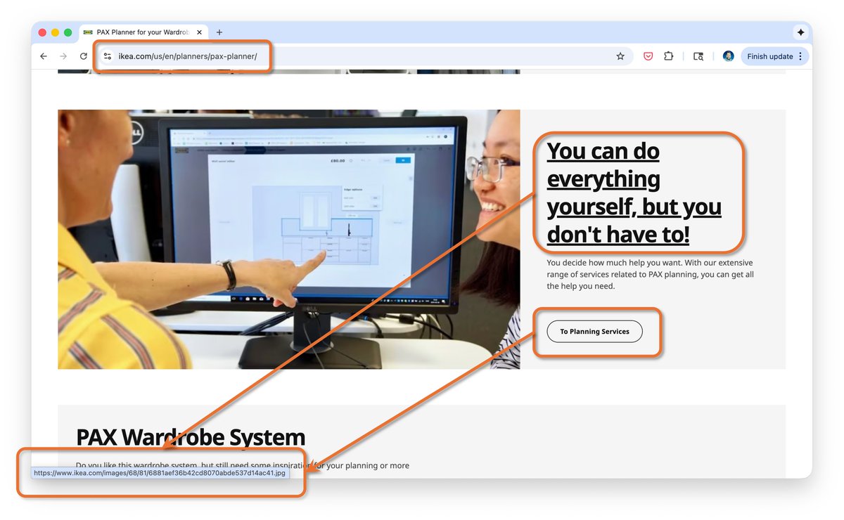 1point1's tweet photo. Hey @IKEA, stumbled upon an issue on your website, a link redirects to an image instead of the page it is intended to go to. Was planning of setting up a meeting with your Planning Services sometime next week, but now I'm stuck! #IKEA #WebsiteIssue. https://t.co/KtmVWRMnkE